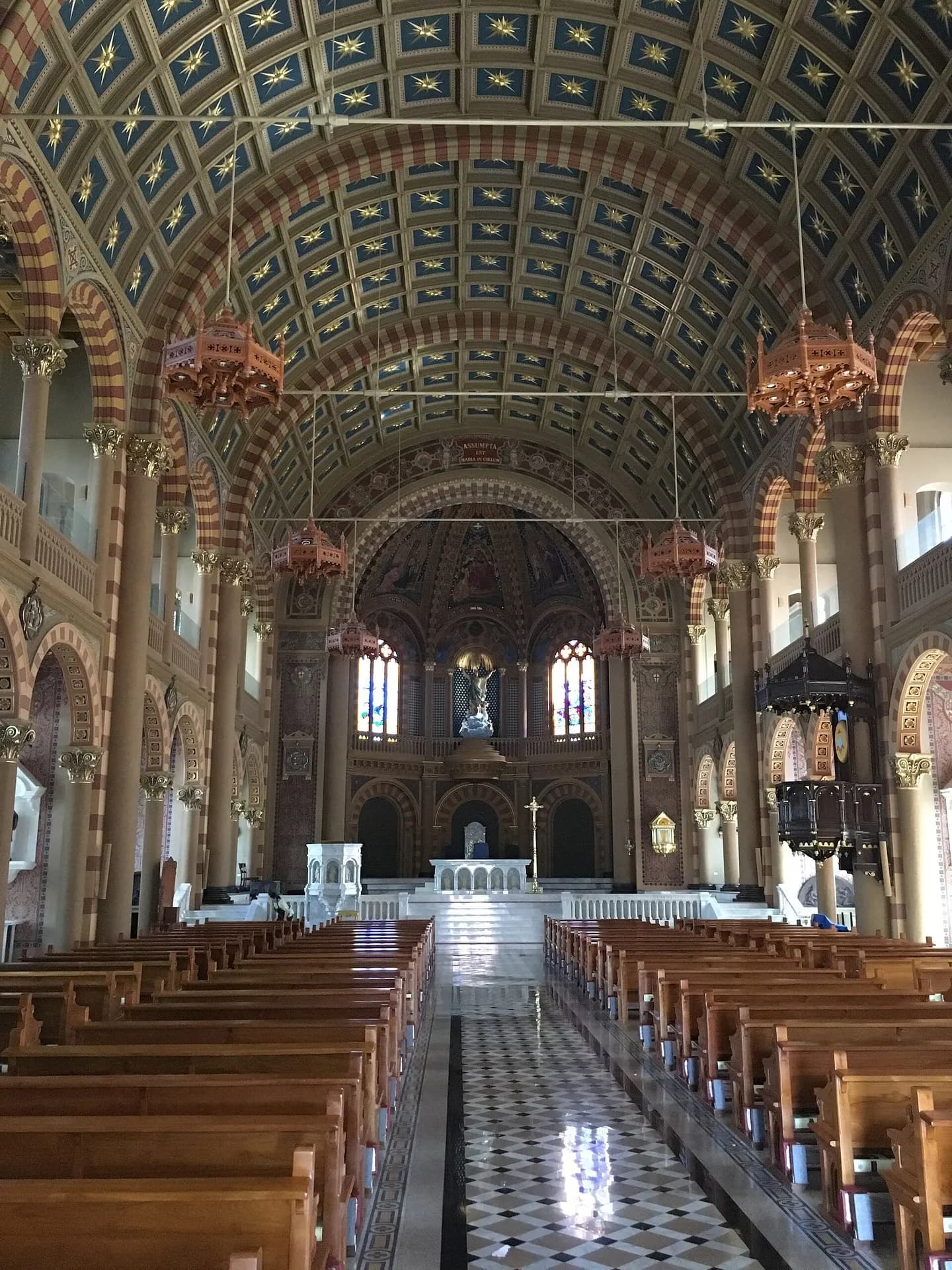 The interior of Assumption Cathedral, with the nave and altar