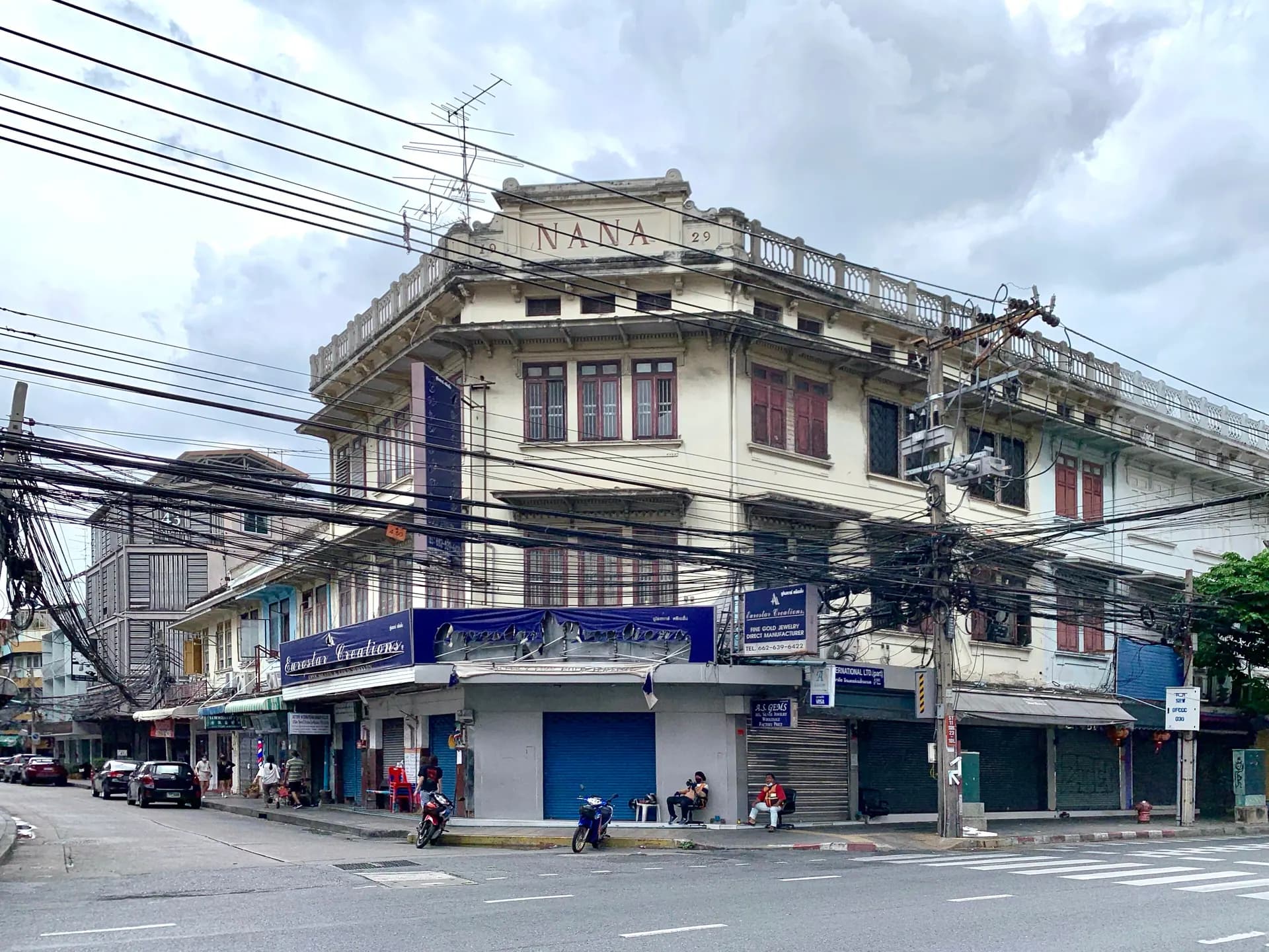 An older corner building on Charoen Krung Road in Bang Rak