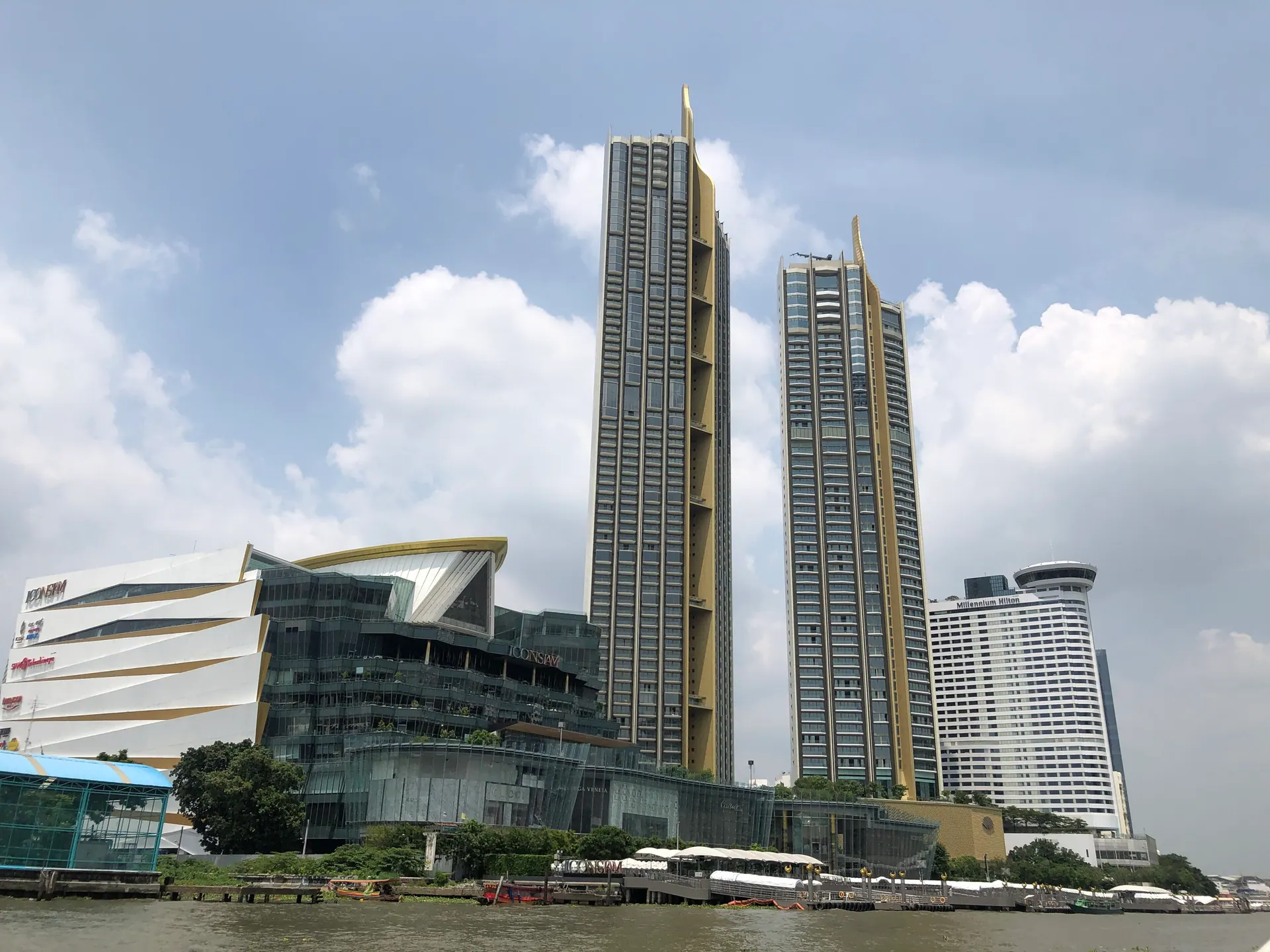 ICONSIAM with its two tall towers beside the river