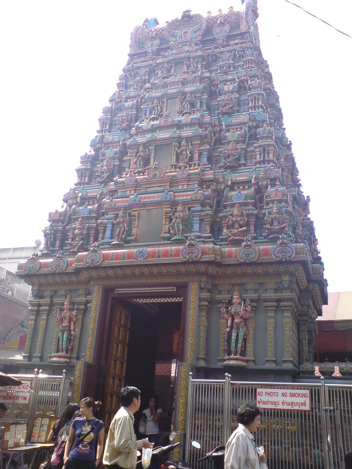 The colourful carved gateway tower of the Sri Maha Mariamman Temple in Bangkok